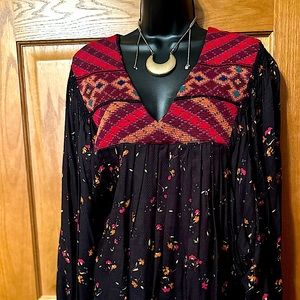 Free People Brocade Peasant Blouse